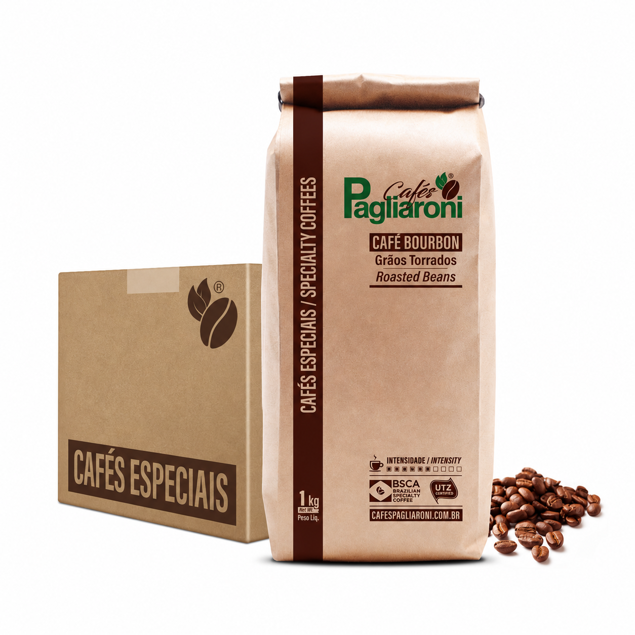 Bourbon em grãos 1 kg — Kit 6 pacotes